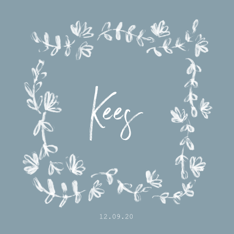 Lief geboortekaartje voor een jongen met brush bloemen