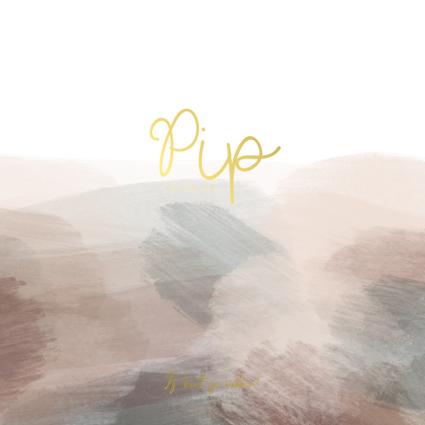 Geboortekaartje meisje met roze en blauwe strepen met goudfolie