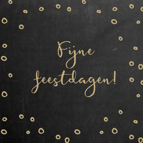 Kerstkaart zwart met gouden sneeuw