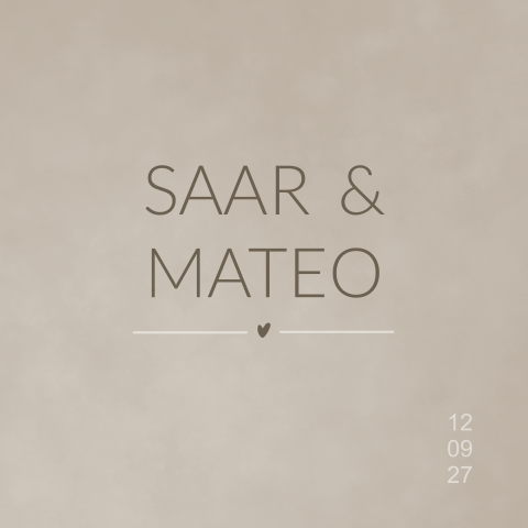 Trouwkaart beige bruin velvet look minimalistisch stoer