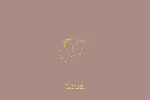 Geboortekaartje voor een meisje met babyvoetjes en stipjes goudfolie