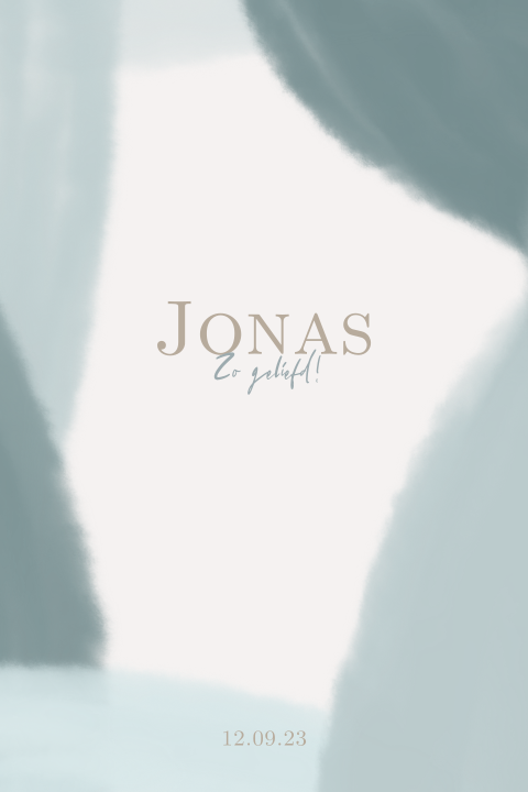 Geboortekaartje jongen met watercolour vlakken blauw beige