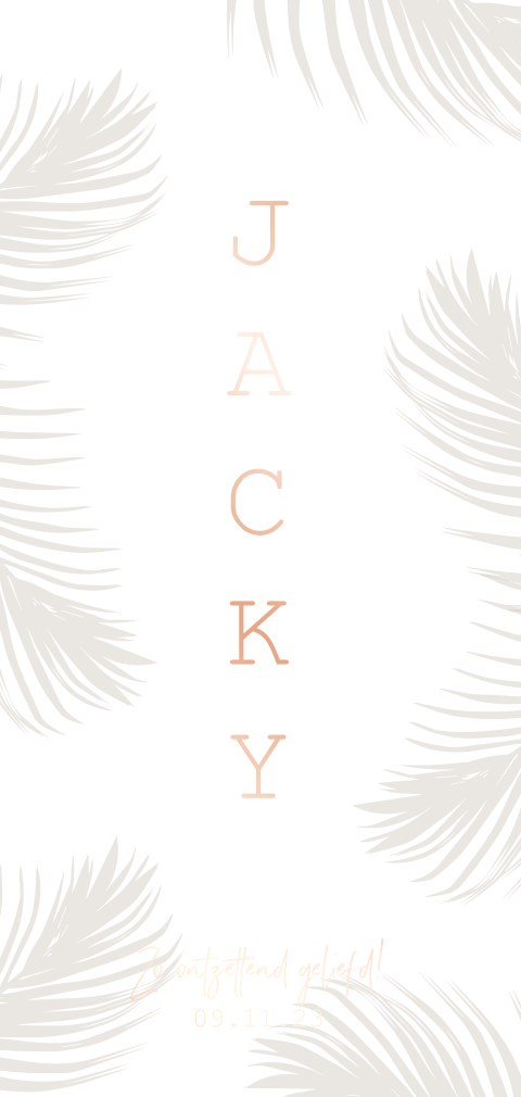 Geboortekaartje meisje palmboom takken en folie