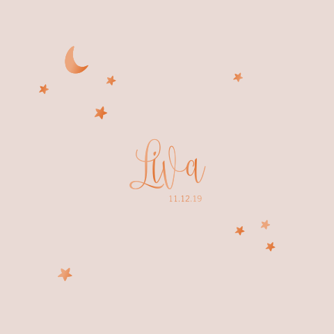 Geboortekaartjes voor een meisje met maan en sterren en roze