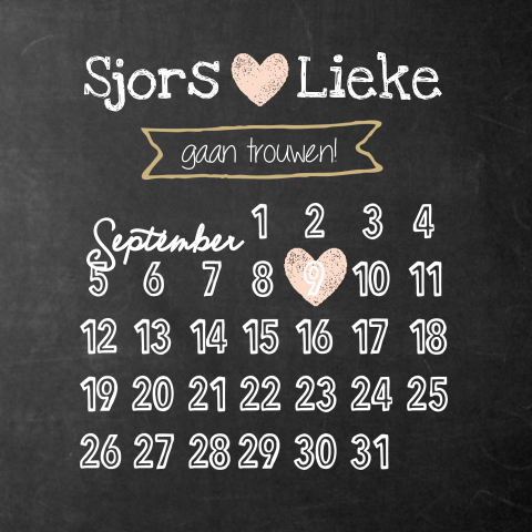 Save the date kaart met kalender