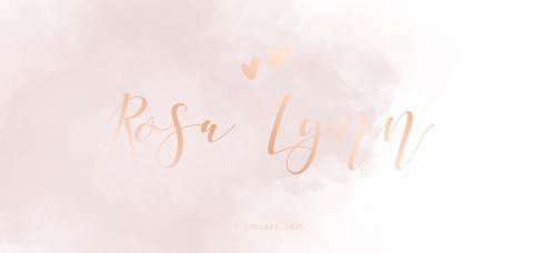 Geboortekaartje voor een dochter met rosé folie en roze