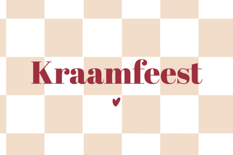 kraamfeest kaartje meisje colorblocking zalm kersenrood