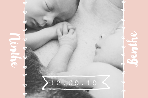 Lief fotokaartje voor een meisjes tweeling