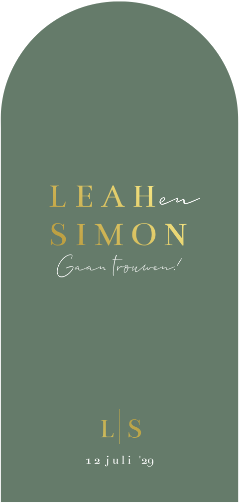 Trouwkaart met groen minimalistisch met goudfolie