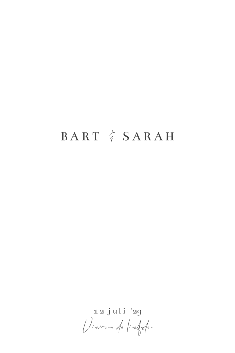 Trouwkaart minimalistisch zwart wit stoer pocketfold hoofdkaart