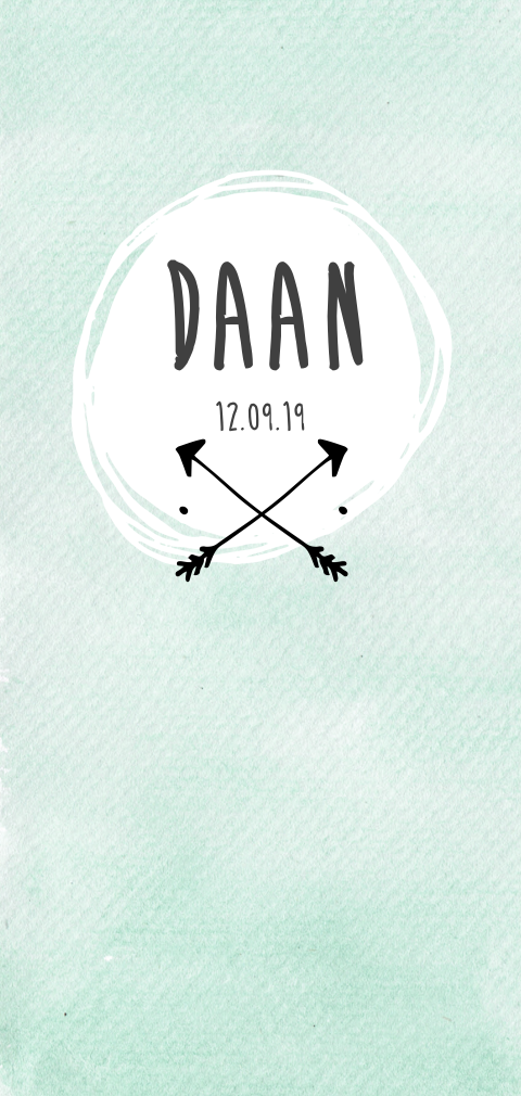 Geboortekaartje met watercolor achtergrond en stoere pijlen