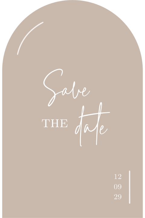 Save the date kaart boogvorm roze wit minimalistisch trouwkaart