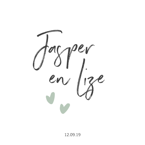 Minimalistische trouwkaart met hartjes