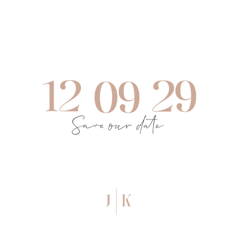 Save the date kaart met grijs en roze datum minimalistisch