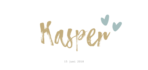 Dubbel panorama geboortekaartje voor een jongen met hartjes