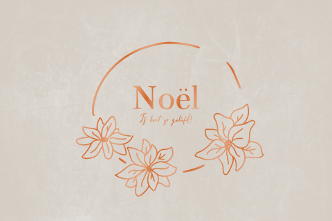 Geboortekaartje kerst geboortebloem kerstster koperfolie velvet look