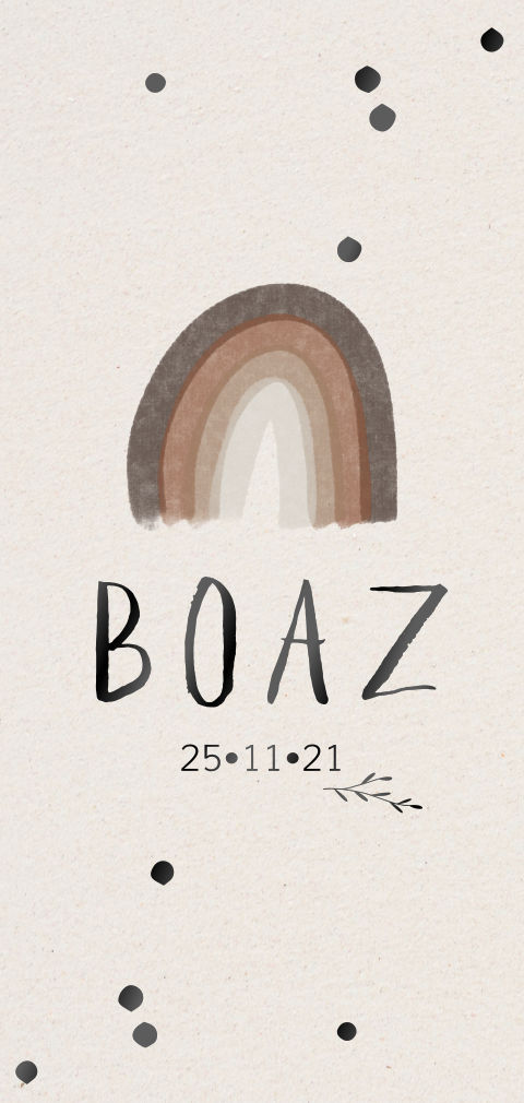 Geboortekaartje jongen kraft bruine regenboog ellmini