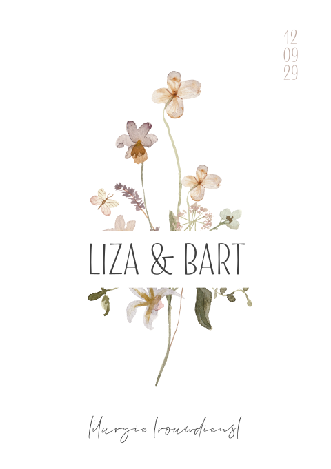 Liturgie trouwdienst passend bij trouwkaart van jullie bruiloft kerk