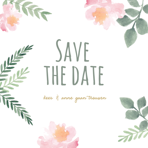Bohemian watercolor Save the date kaart