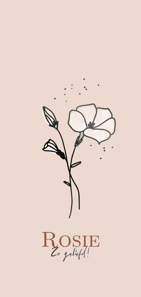 Geboortekaartje met geboortebloem september roze en lakfolie