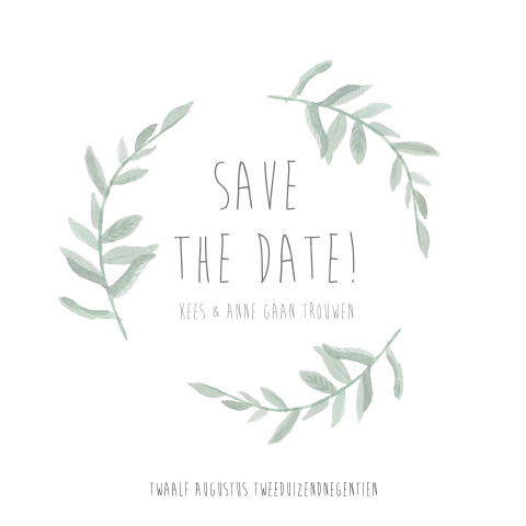 Save the date kaart met watercolor takjes