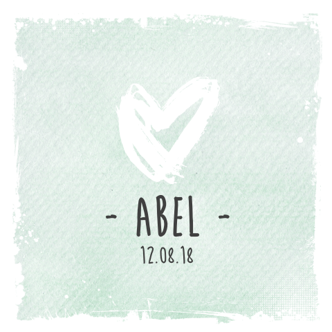 Watercolor vierkant dubbel geboortekaartje met stoere rand