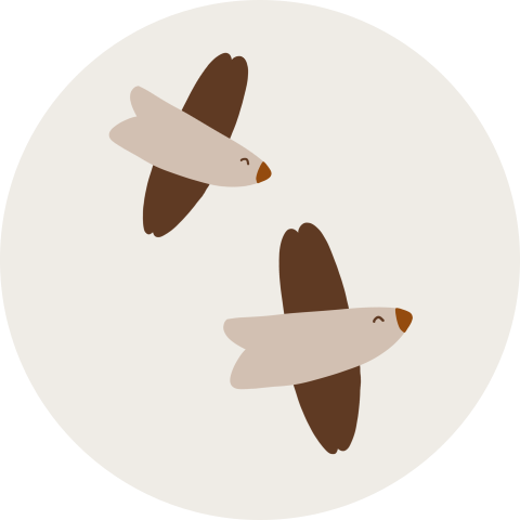 sluitsticker beige met schattige minimalistische vogels bruin