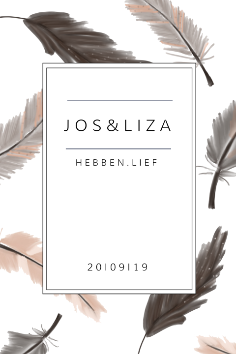 Bohemian trouwkaart met veertjes