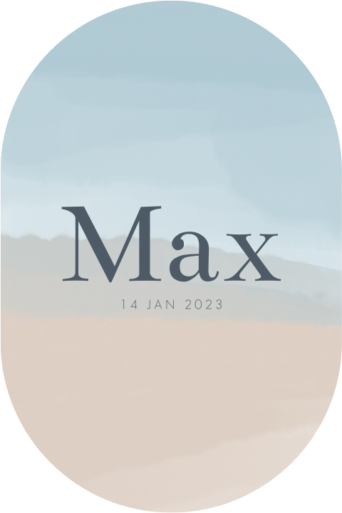 Ovaal baby-rouwkaartje met watercolor achtergrond