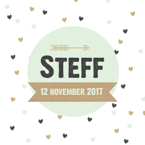 Lief geboortekaartje met hartjes confetti