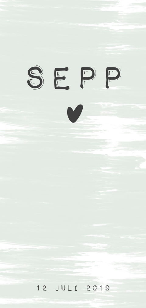 Stoer langwerpig geboortekaartje met groene verf