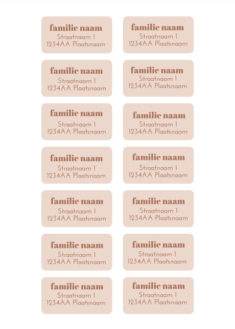adressticker voor geboortekaartje of trouwkaart roze oranje