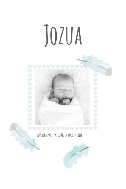 Lief dubbel watercolor geboortekaartje met foto