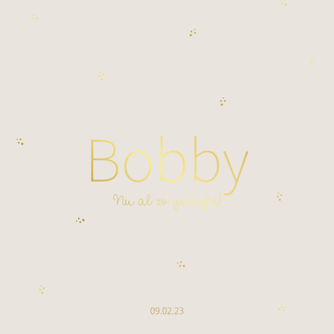 Geboortekaartje meisje of jongen beige en stipjes foliedruk