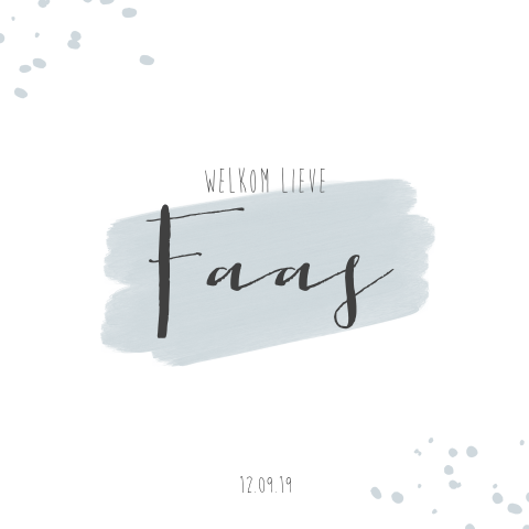 Lief geboortekaartje het brush streep en verfstipjes voor een jongen