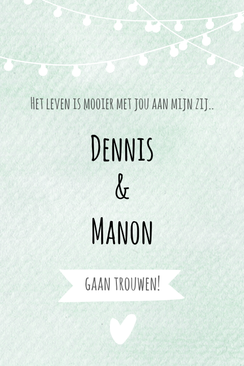 Trouwkaart met lampjes string