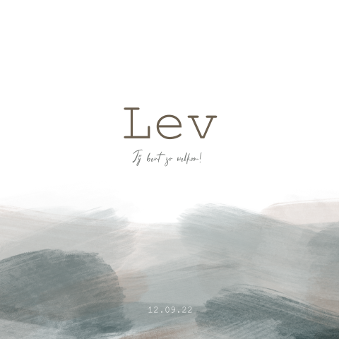 Geboortekaartje jongen met stoere blauwe en bruine strepen