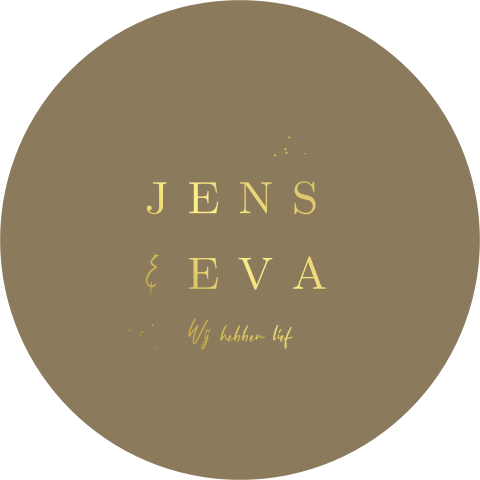 Ronde trouwkaart met bruin groen goudfolie