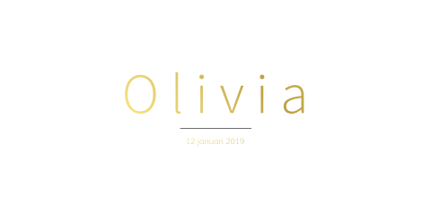 panorama geboortekaartje voor een meisje met naam in goudfolie