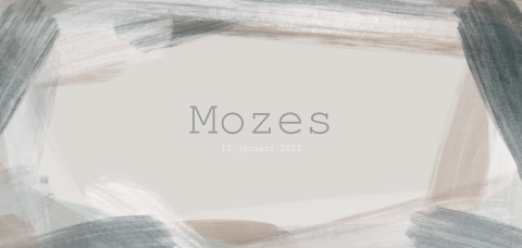 Panorama geboortekaartje jongen met verfstrepen in bruin en blauw