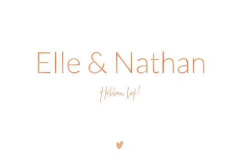 Minimalistische trouwkaart met wit en koperfolie