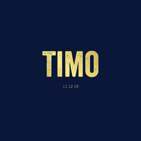 Geboortekaartje voor een jongen met goudfolie donkerblauwe achtergrond