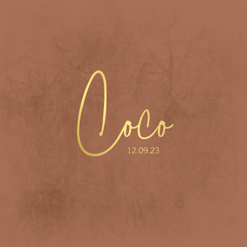 Geboortekaartje velvet velours look meisje jongen oranje folie