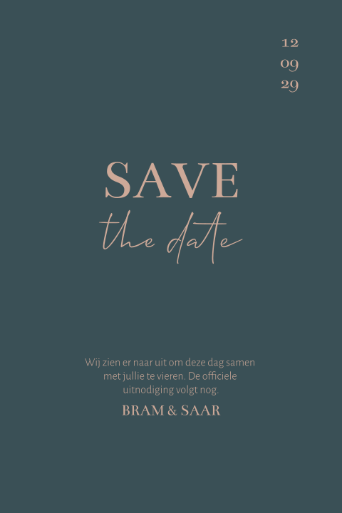 Save the date kaart minimalistische roze met groen