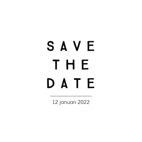 Minimalistische save the date kaart passend bij de trouwkaart