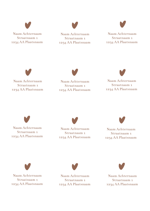 adresstickers enveloppe trouwkaart of geboortekaartje subtiel hartje