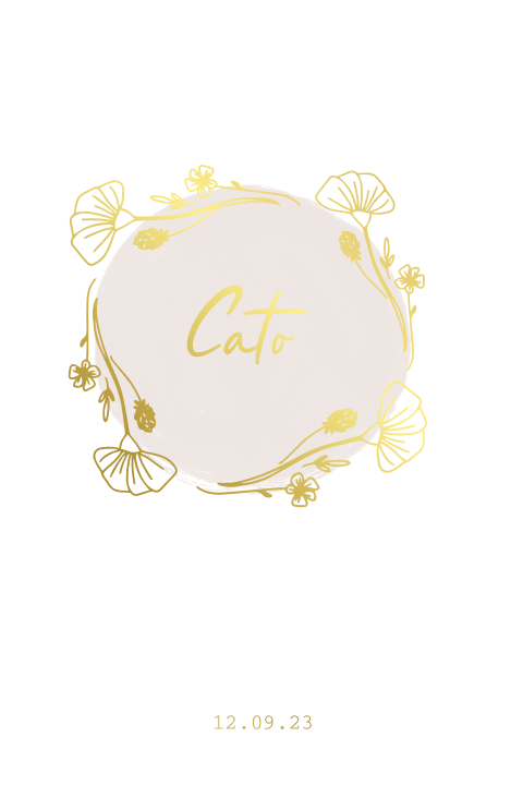 Geboortekaartje dochter roze met veldbloemen in folie