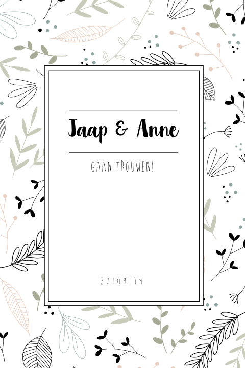 Trouwkaartje met bloemen patroon