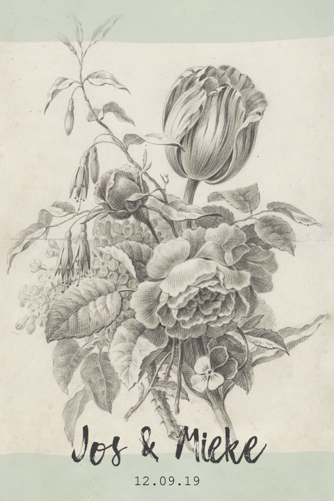 Trouwkaart met boeket van Rijksstudio