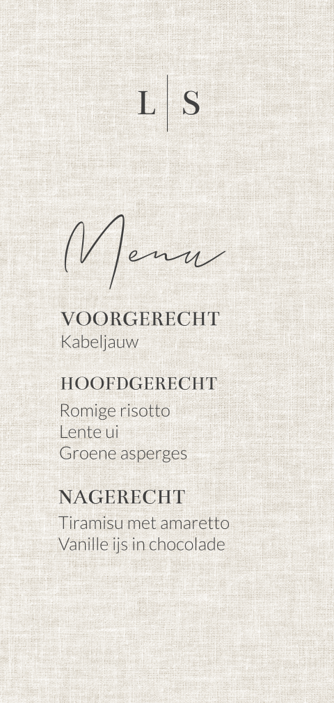 Menukaart linnen achtergrond voor tafeldekking